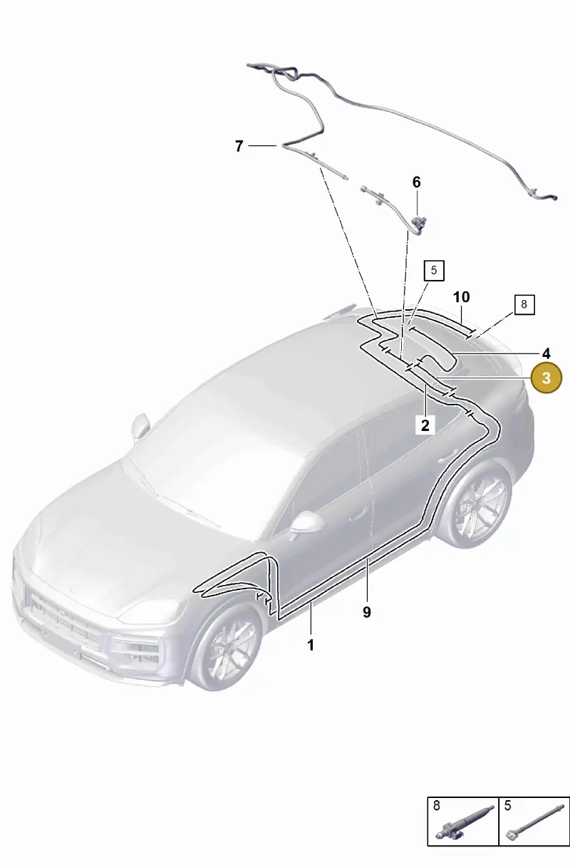 9Y0955744G Porsche Hose Line for Washer Water