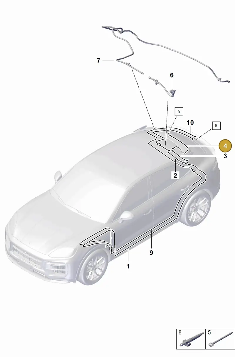 9Y0955744J Porsche Hose Line for Washer Water