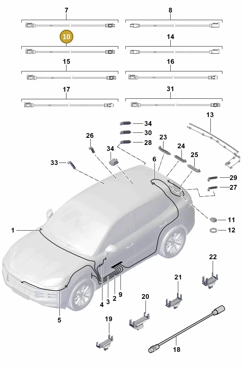 9Y0971298B Porsche Aerial Connection Line