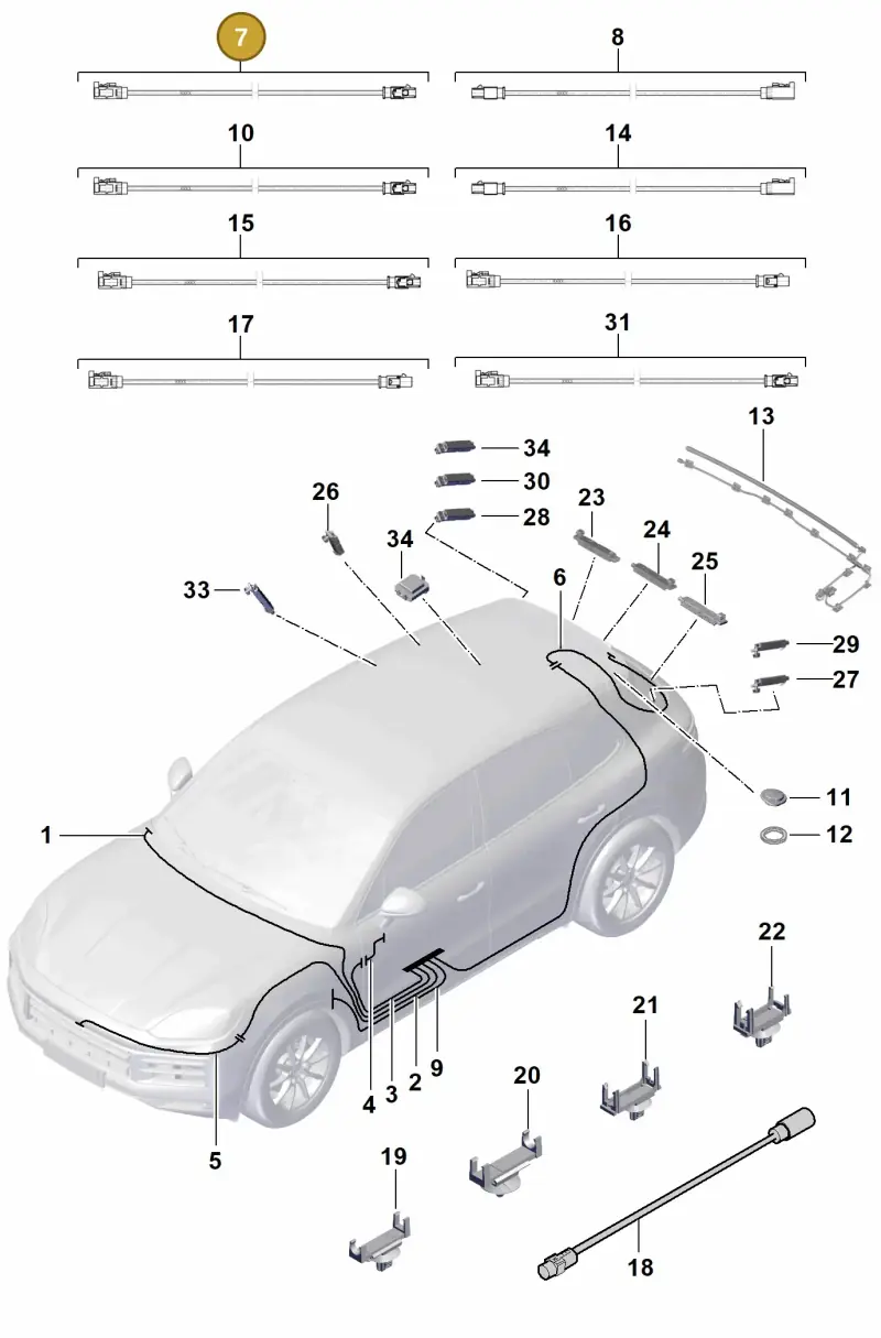 9Y0971327R Porsche Aerial Connection Line