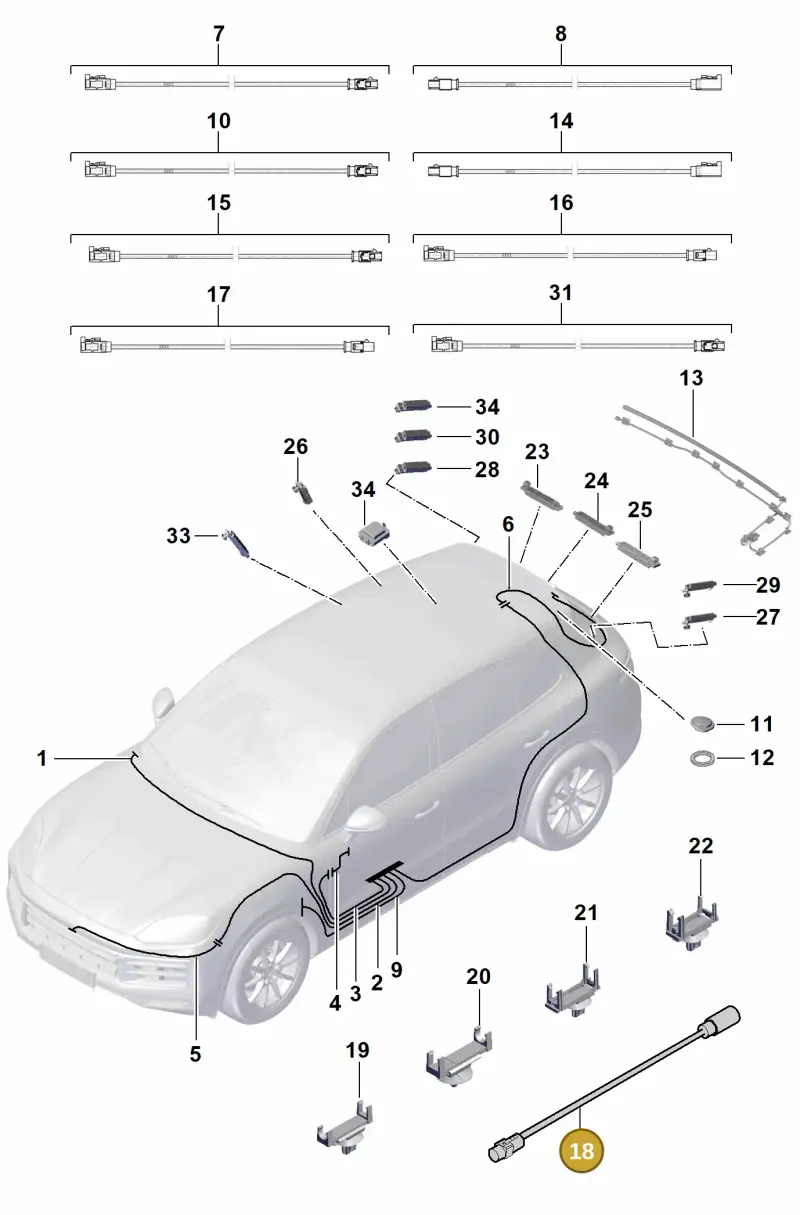 9Y0979900F Porsche Aerial Connection Line
