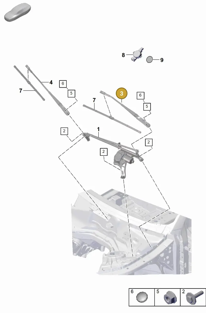 9Y1955407 Porsche Wiper Arm