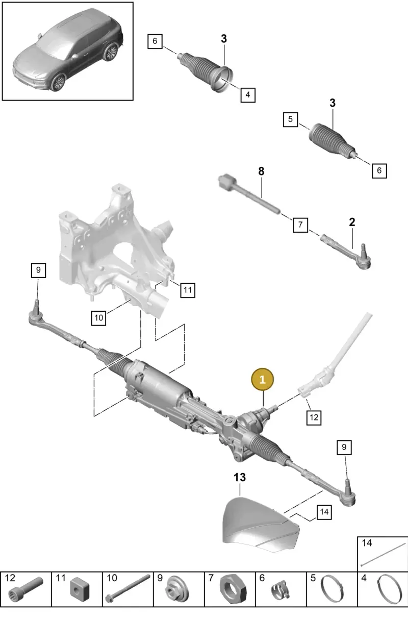9Y2423055J Porsche Steering Gear