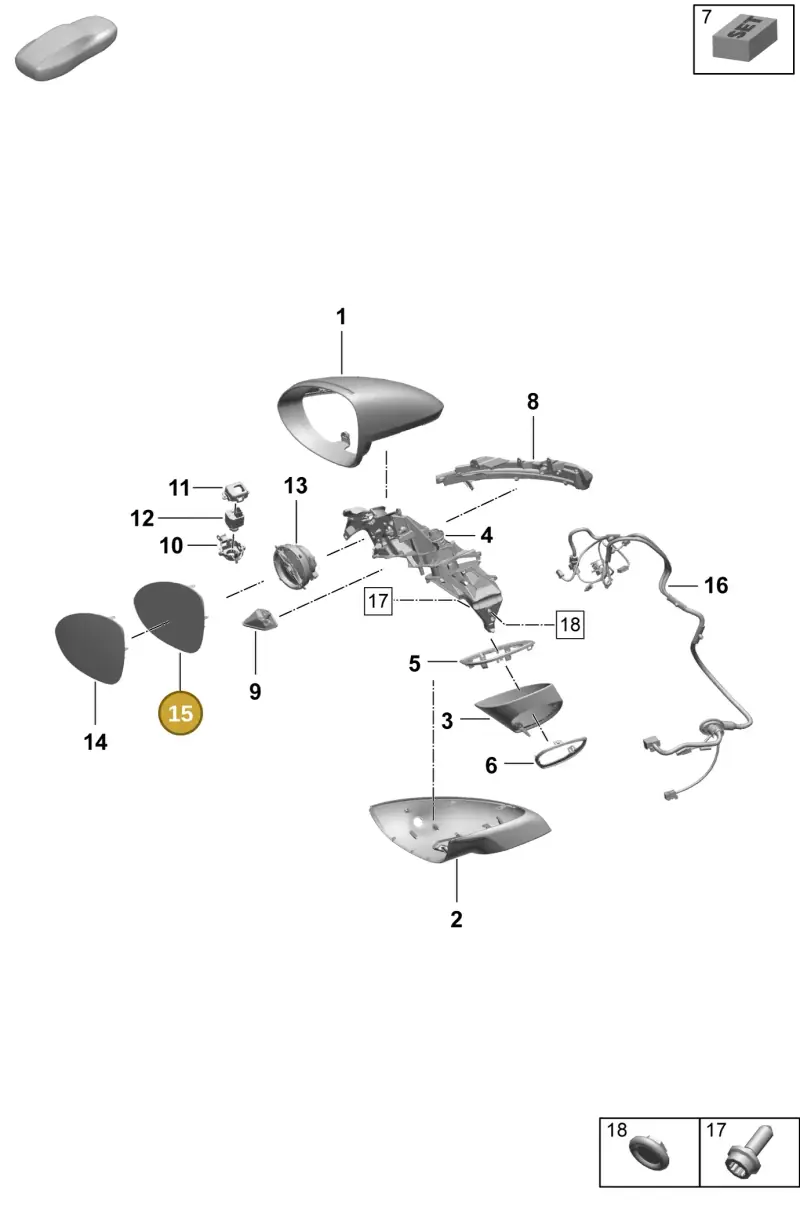 9Y2857522 Porsche Mirror (Aspherical)