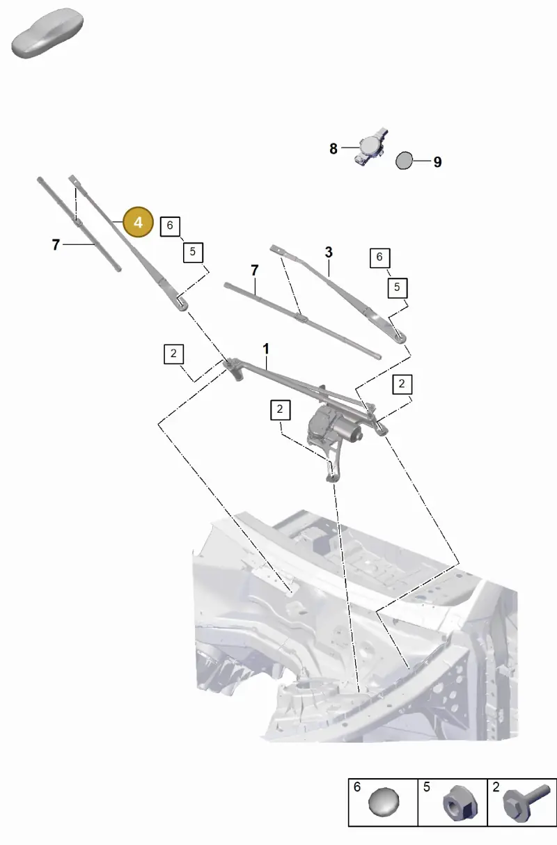 9Y2955408 Porsche Wiper Arm