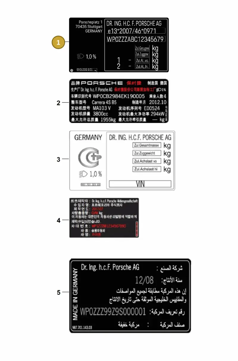 9Y3000101CN Porsche Sticker