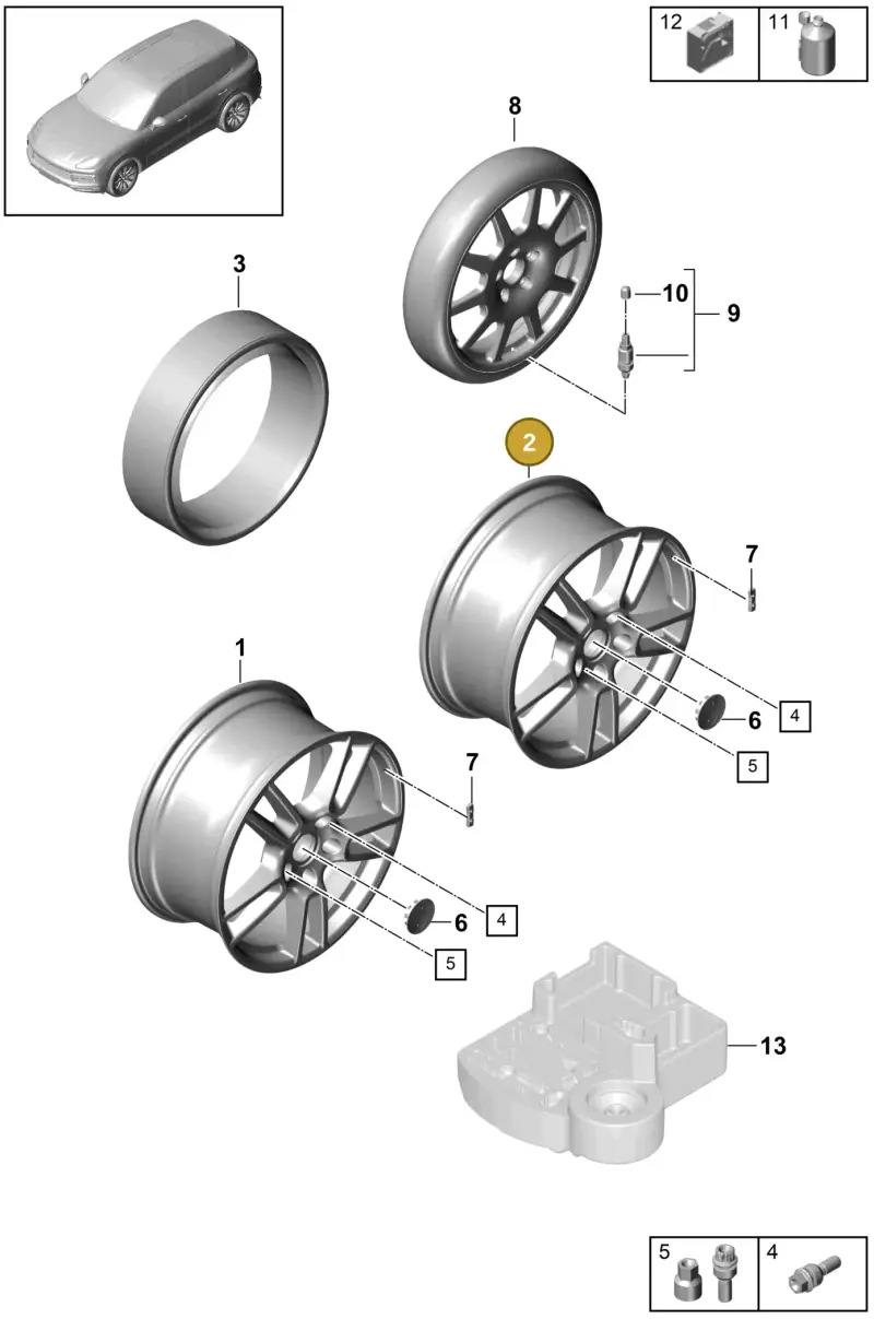9Y3601025AJOC6 Porsche Alloy Wheel (Titanium OC6)
