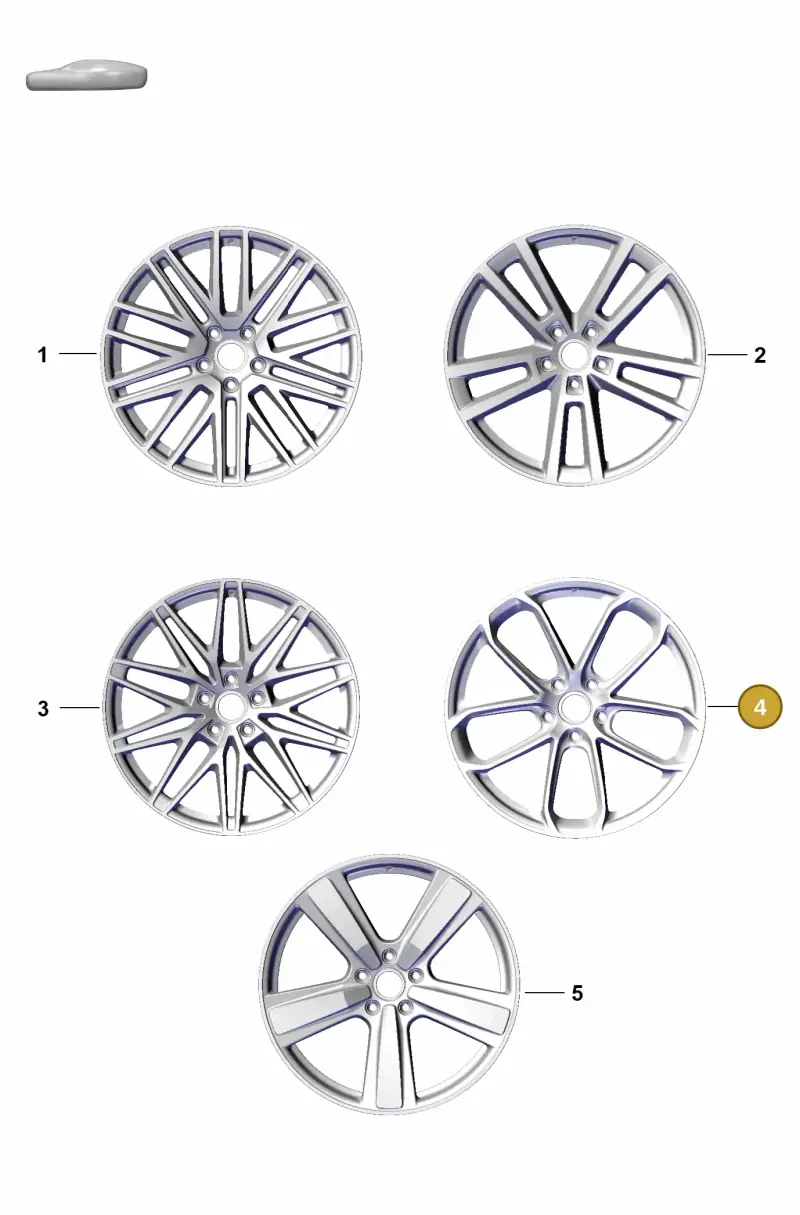 9Y3601025APOU9 Porsche Alloy Wheel (Vesuvius-Grey OU9)