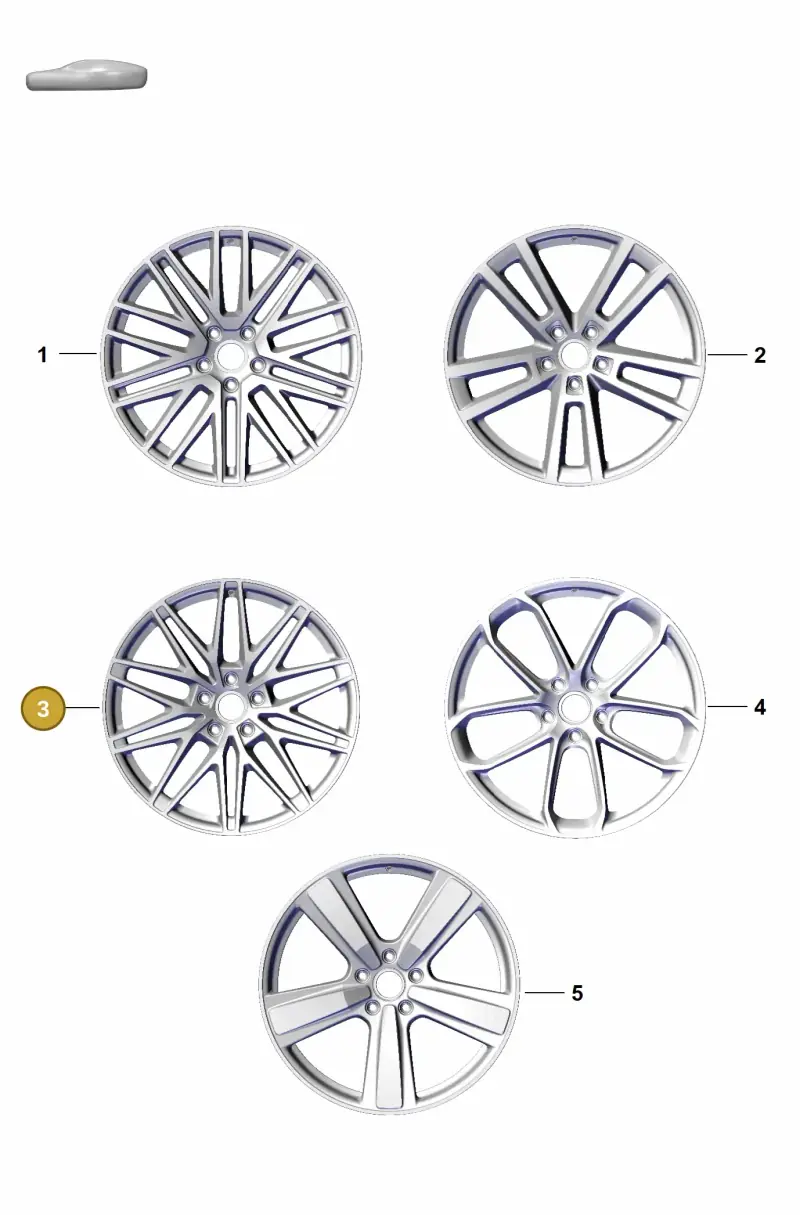 9Y3601025BHQO1 Porsche Alloy Wheel (Black Turned Aluminium QO1)