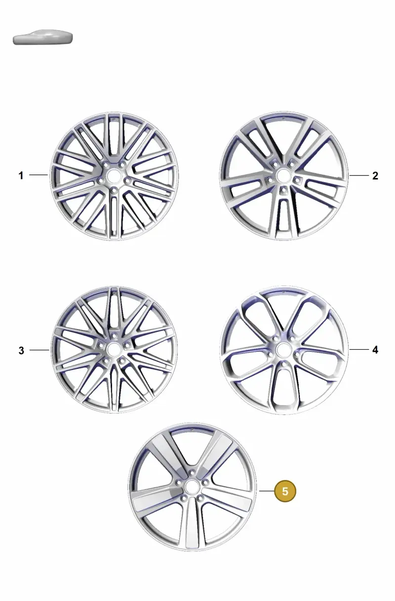9Y3601025CEI44 Porsche Alloy Wheel (Rhodium Grey I44)