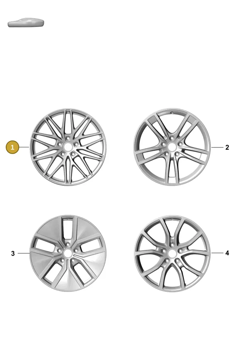 9Y3601025DAQO1 Porsche Alloy Wheel (Black Turned Aluminium QO1)