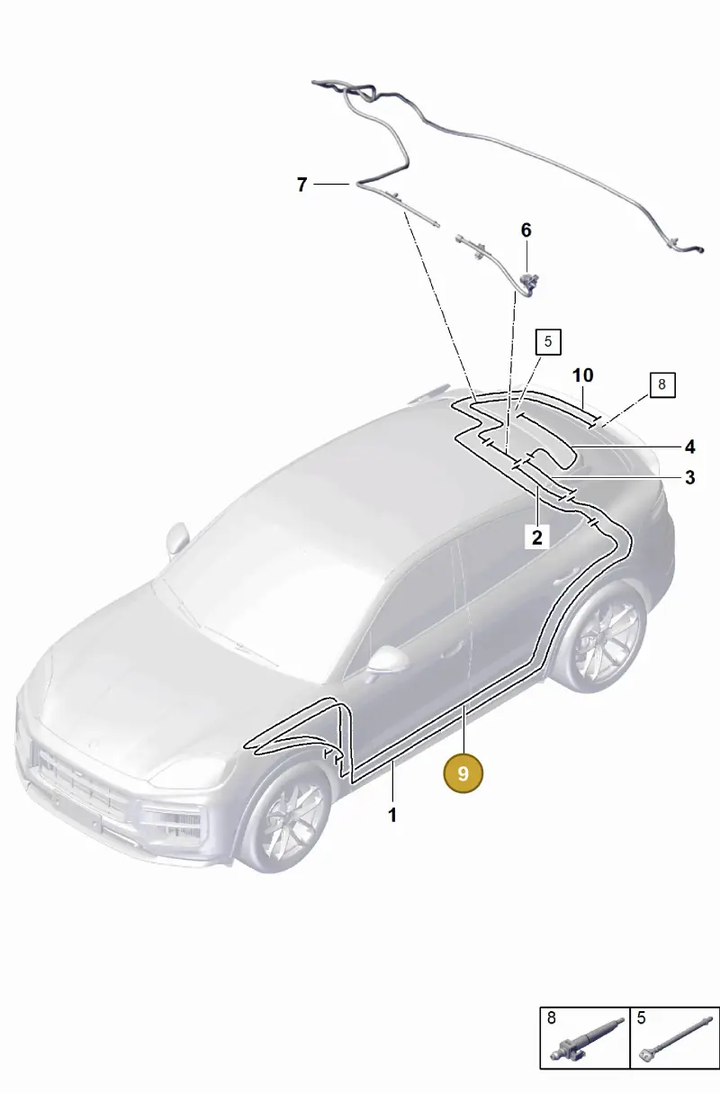 9Y3955744A Porsche Hose Line for Washer Water