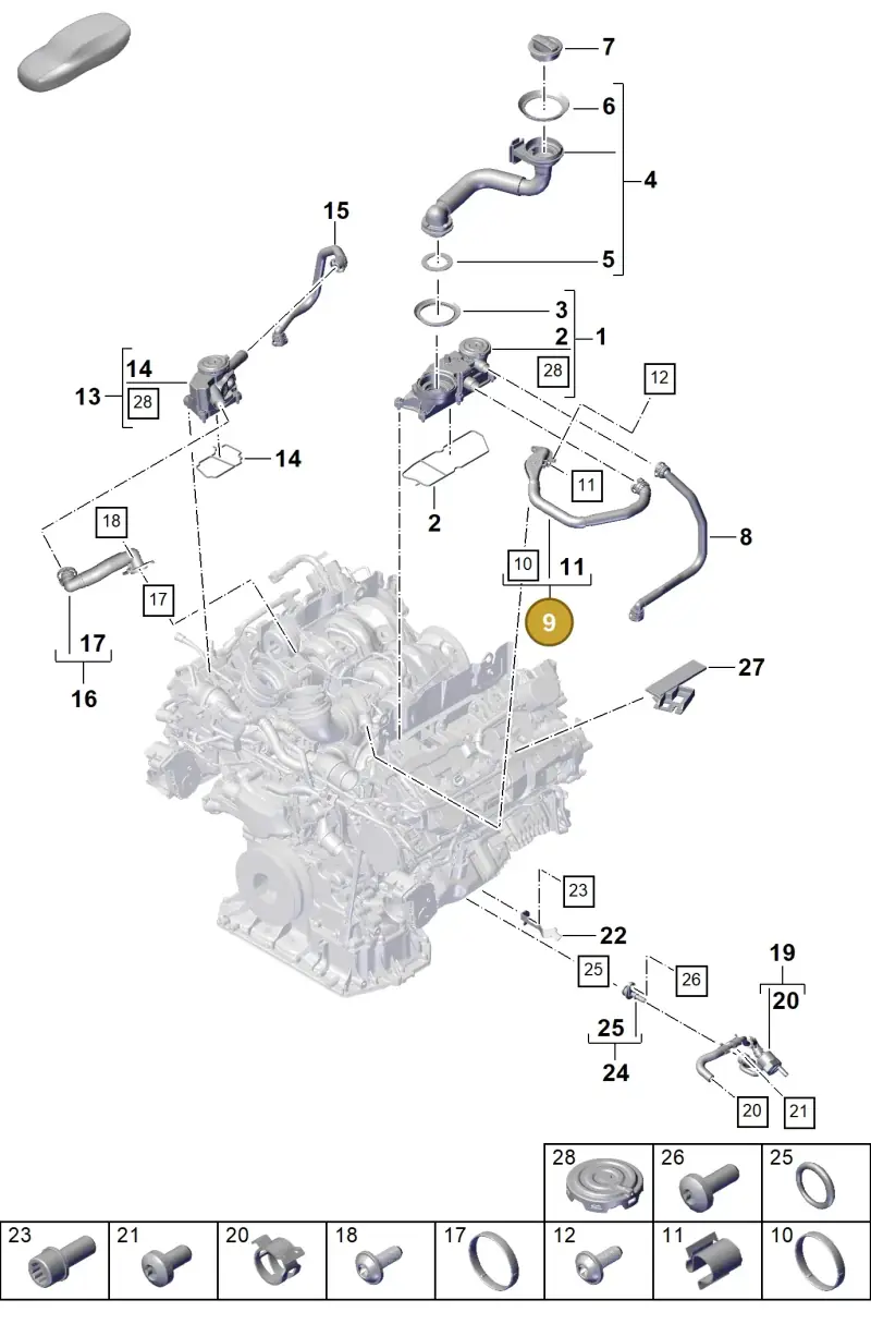 PAB103210D Porsche Breather Line