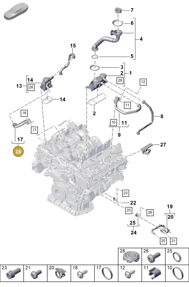 PAB103211B Porsche Breather Line