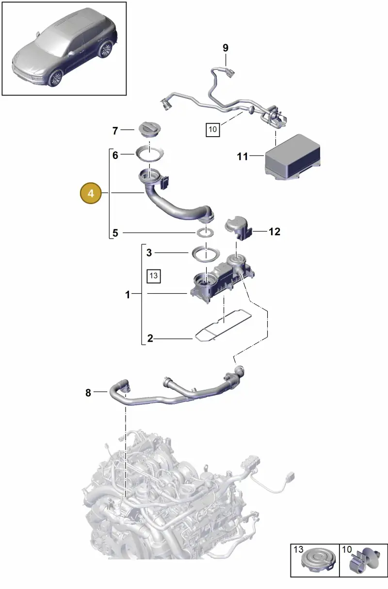 PAB11530110 Porsche Oil Filler Pipe