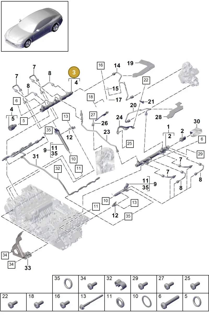 PAB130090 Porsche Fuel Rail