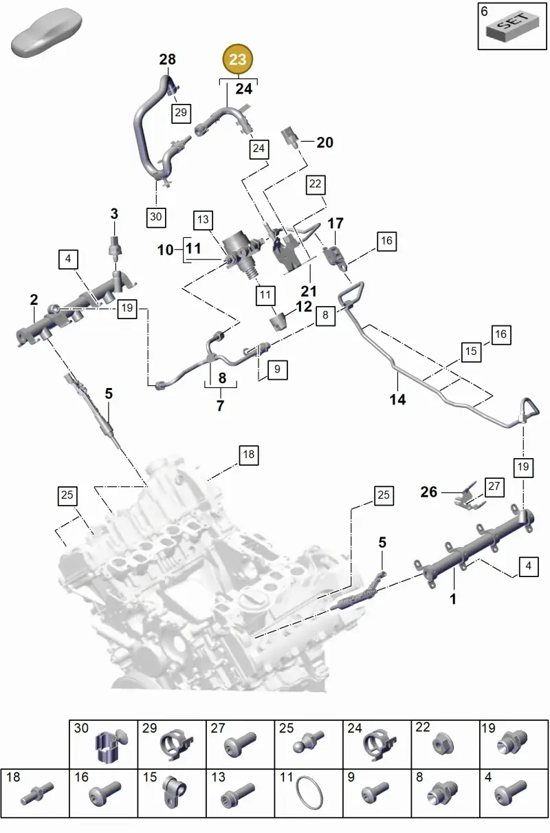 PAB13398600 Porsche Fuel Line
