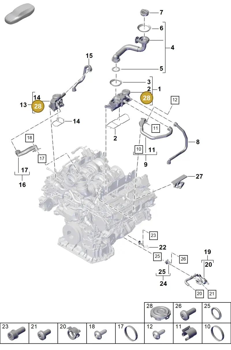 PAB198542 Porsche Repair Kit for Oil Separator