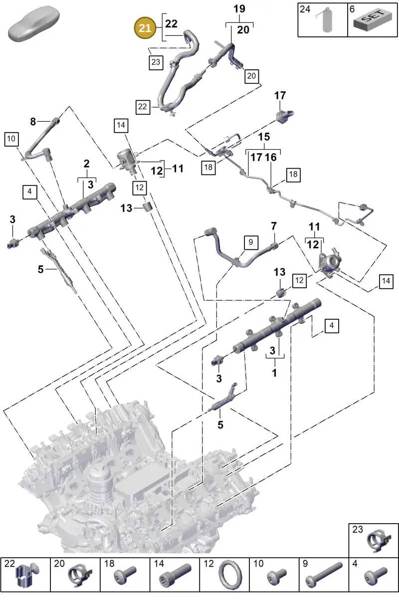 PAB201215D Porsche Fuel Supply Line