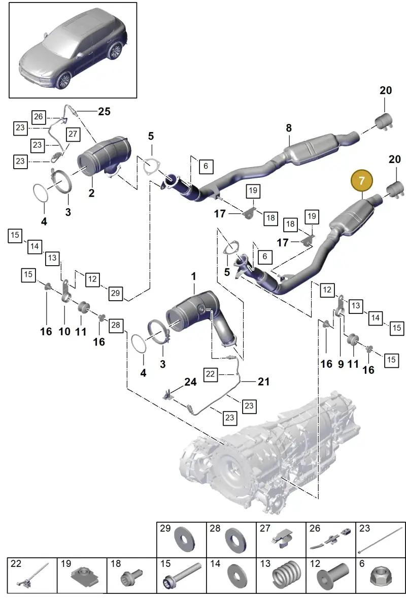 PAB253300E Porsche Exhaust Pipe with Front Silencer