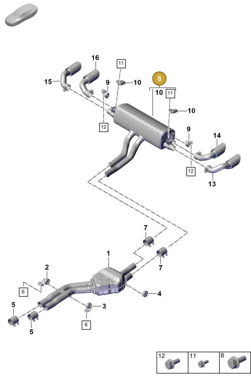PAB253609D Porsche Rear Silencer