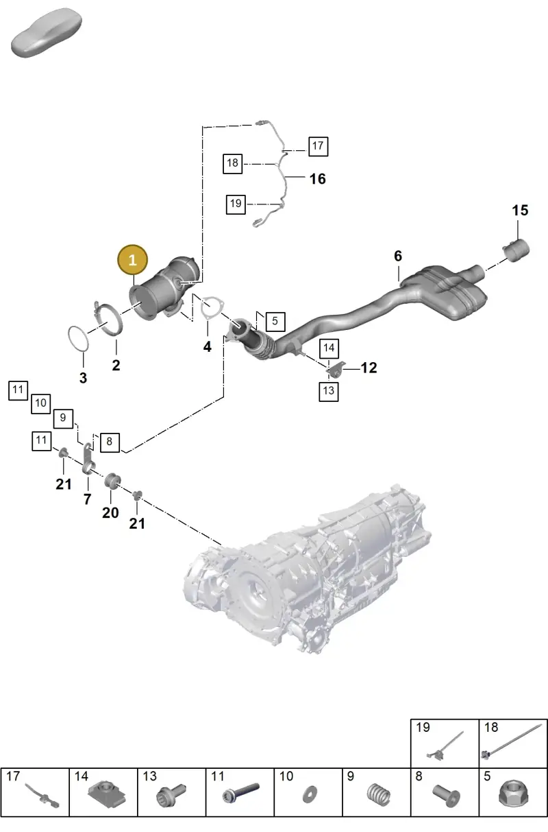 PAB254200AX Porsche Exhaust Pipe with Catalyst