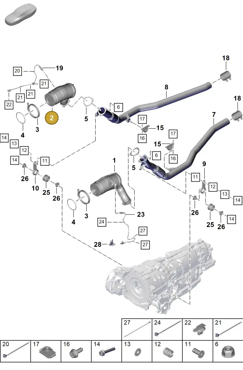 PAB254252X Porsche Exhaust Pipe with Catalyst