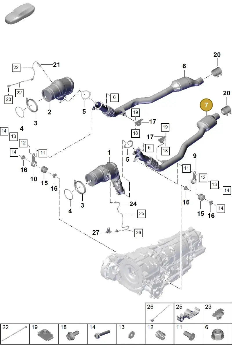 PAB254400 Porsche Exhaust Pipe with Catalyst