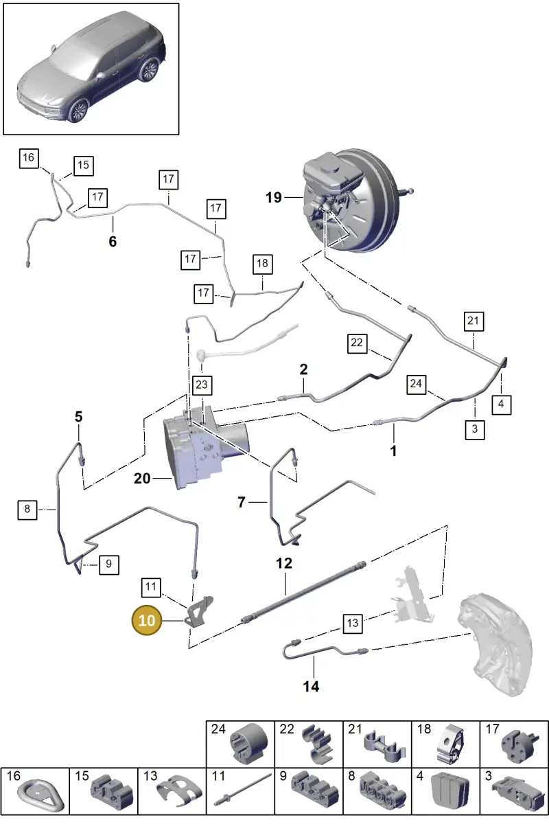 PAB61184500 Porsche Brake Hose Bracket