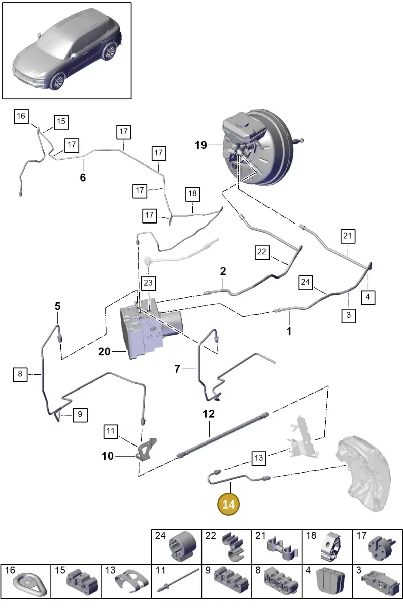 PAB61416140 Porsche Brake Line