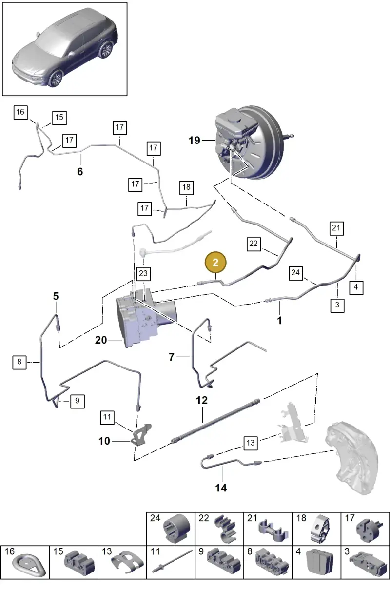 PAB61470610 Porsche Brake Line