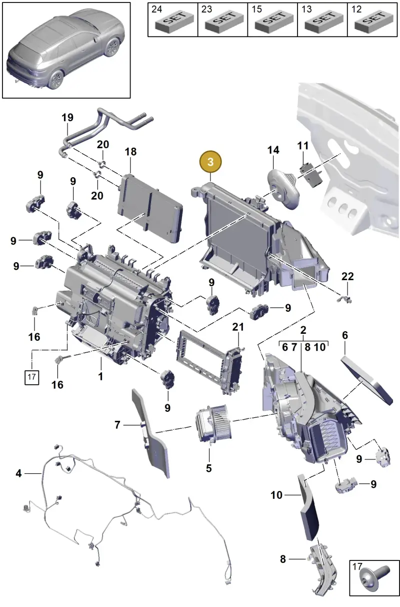PAB820023B Porsche Evaporator Housing with Evaporator