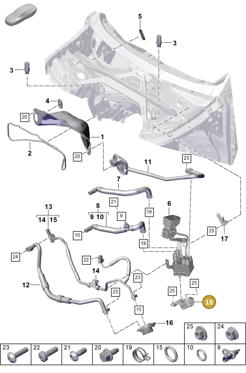 PAB82019510 Porsche Bracket for Heat Exchanger