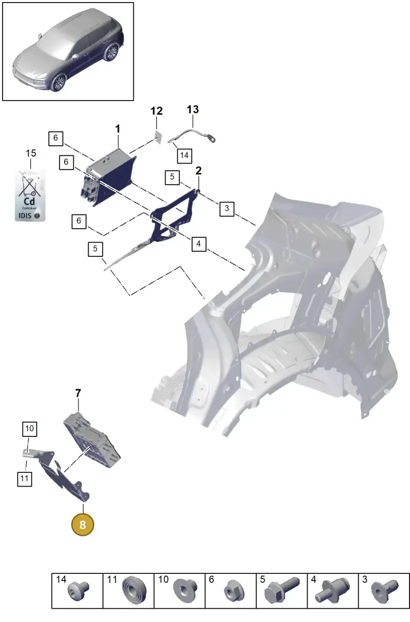 PAB820196 Porsche Bracket for Heat Exchanger