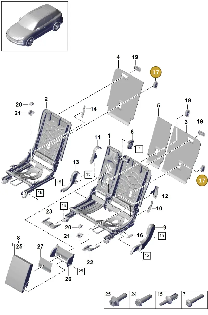 PAB886747001E0 Porsche Trim (Black 1E0)