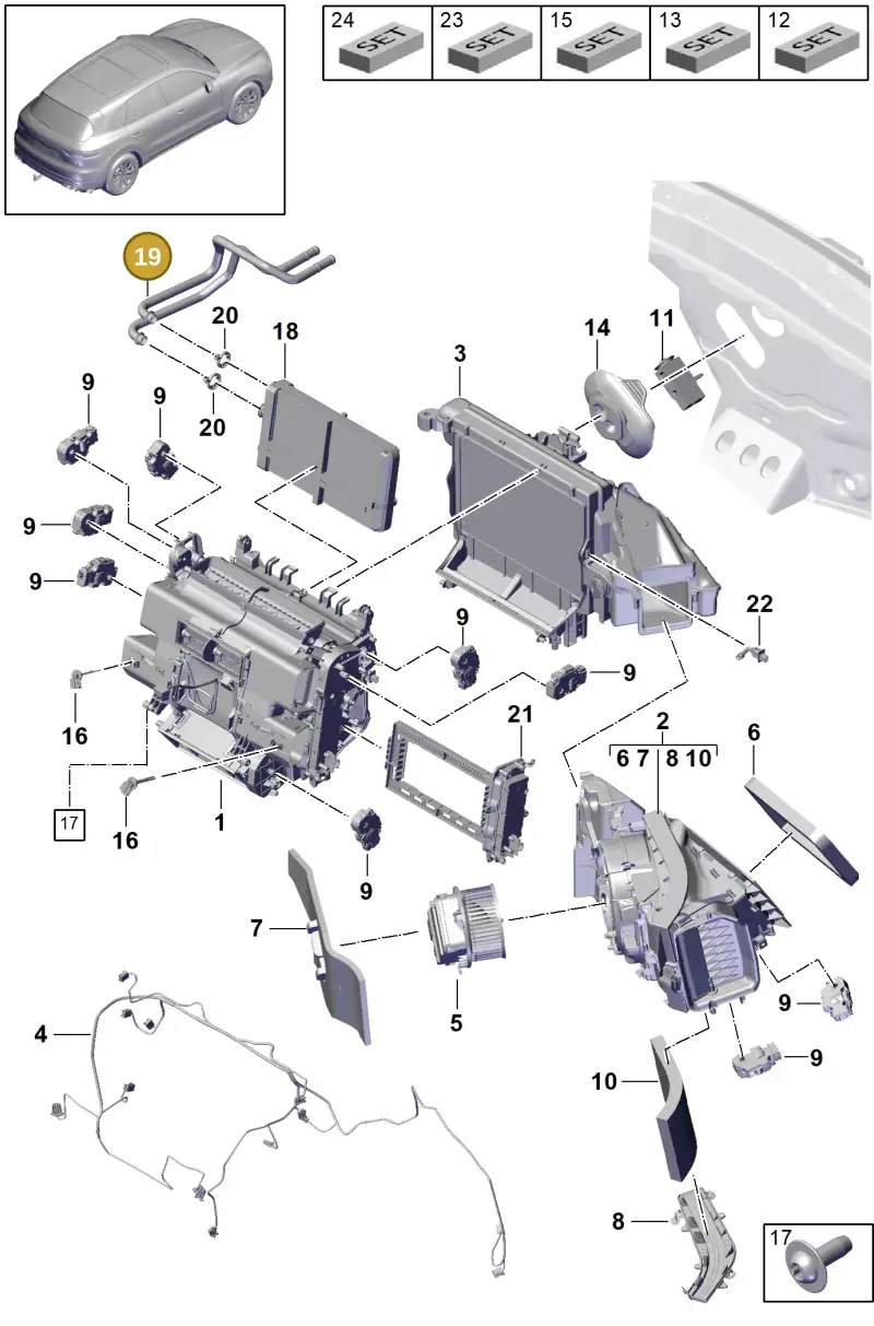 PAB898037A Porsche 1 Set: Pipes for Heat Exchanger