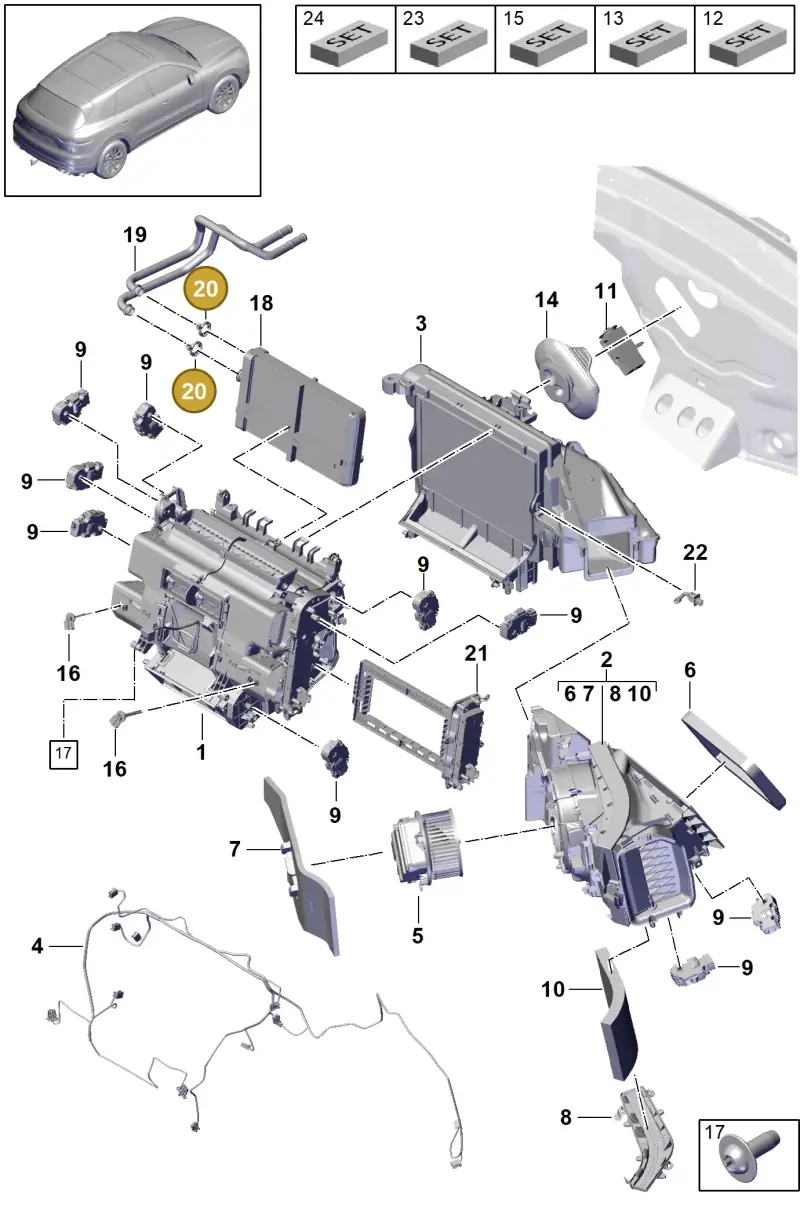 PAB898037C Porsche 1 Set of Clamps
