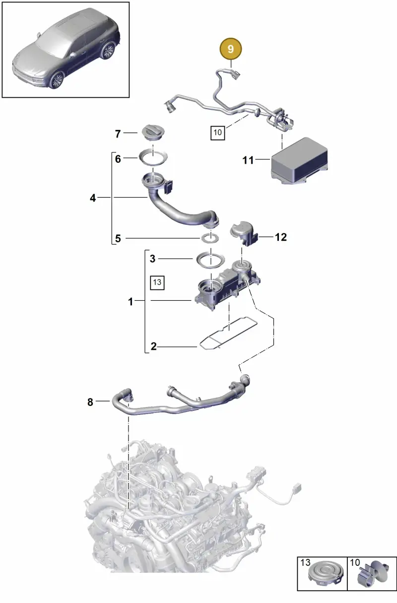 PAC103217H Porsche Breather Line