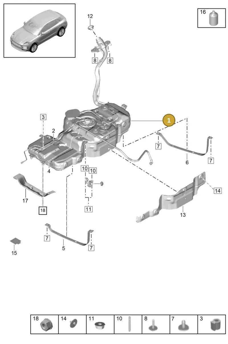 PAC201060A Porsche Fuel Tank with Attachments