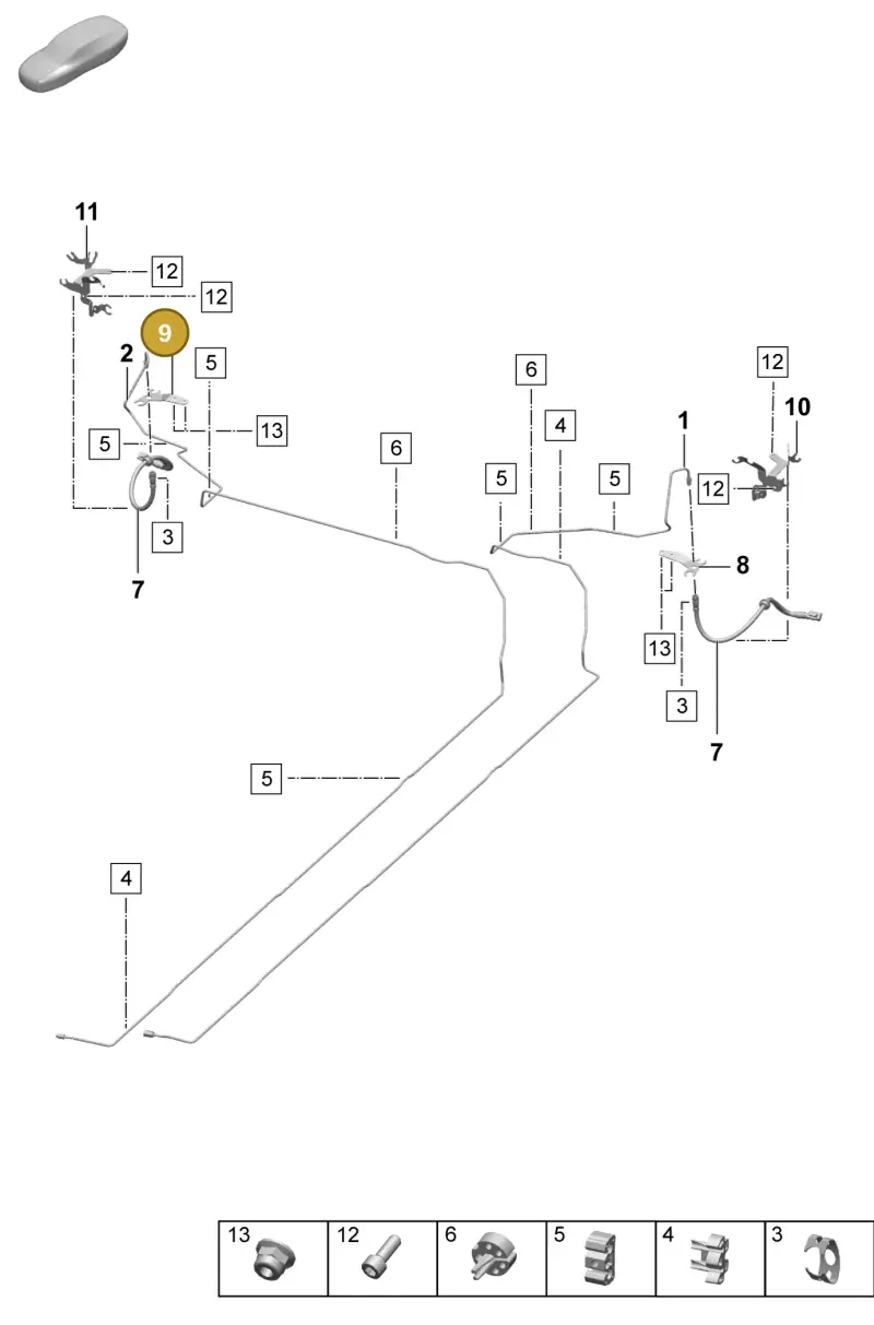 PAC611848 Porsche Brake Line Bracket