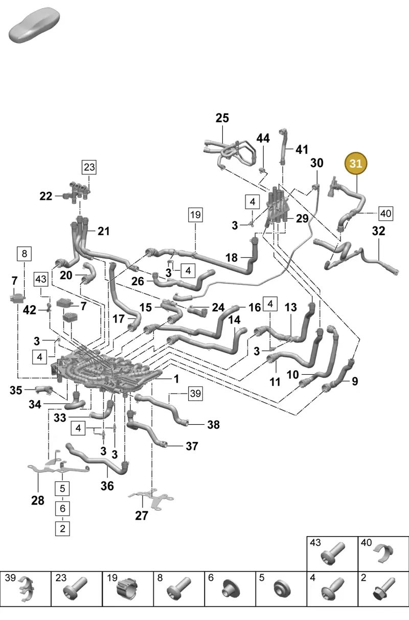 PAD121070 Porsche Coolant Pipe