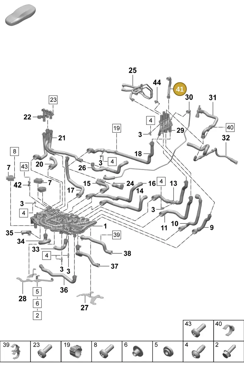 PAD121516 Porsche Coolant Hose with Quick Release Coupling