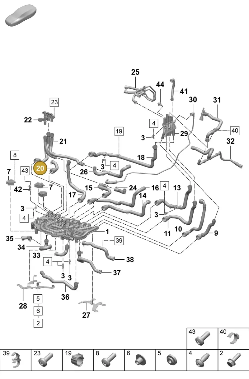PAD121545A Porsche Coolant Hose with Quick Release Coupling