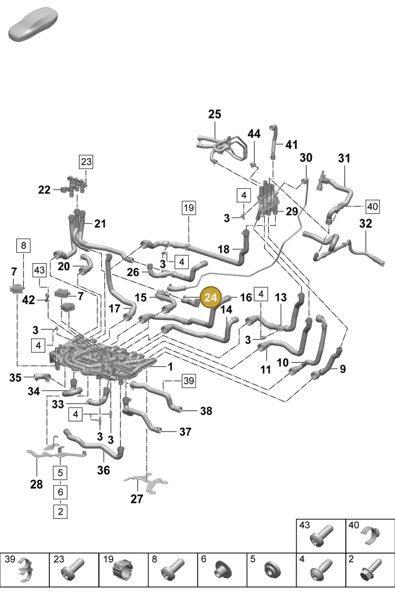 PAD121611 Porsche Coolant Hose with Quick Release Coupling
