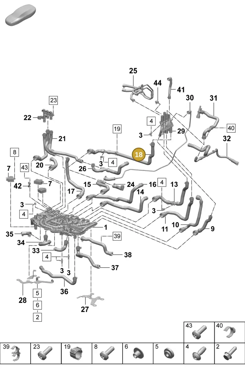 PAD121612 Porsche Coolant Hose with Quick Release Coupling