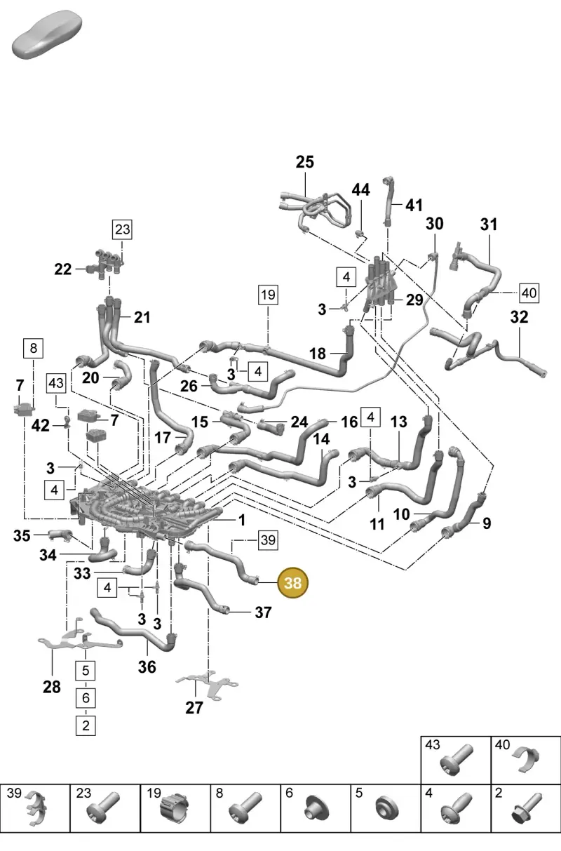 PAD121623A Porsche Coolant Hose