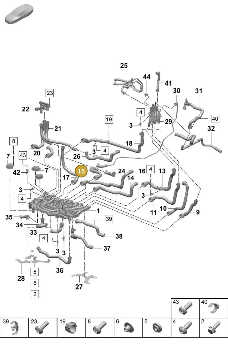 PAD121624 Porsche Coolant Hose with Quick Release Coupling