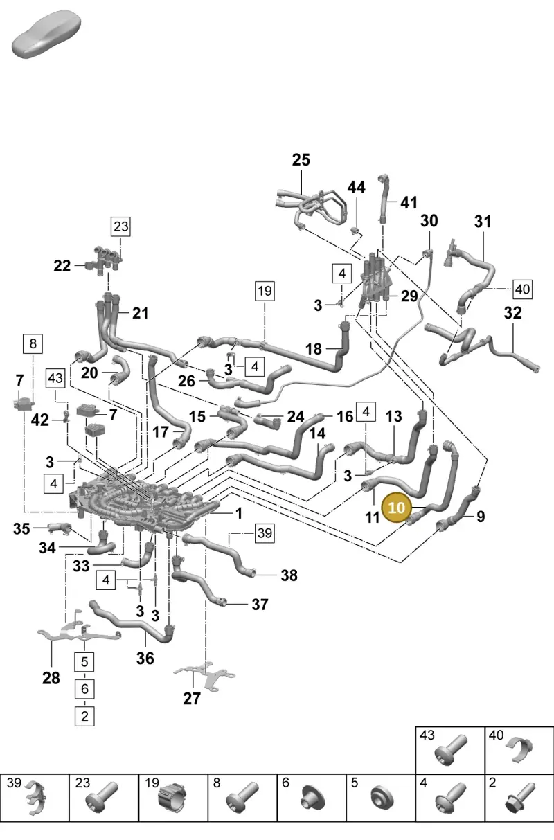 PAD121626 Porsche Coolant Hose with Quick Release Coupling