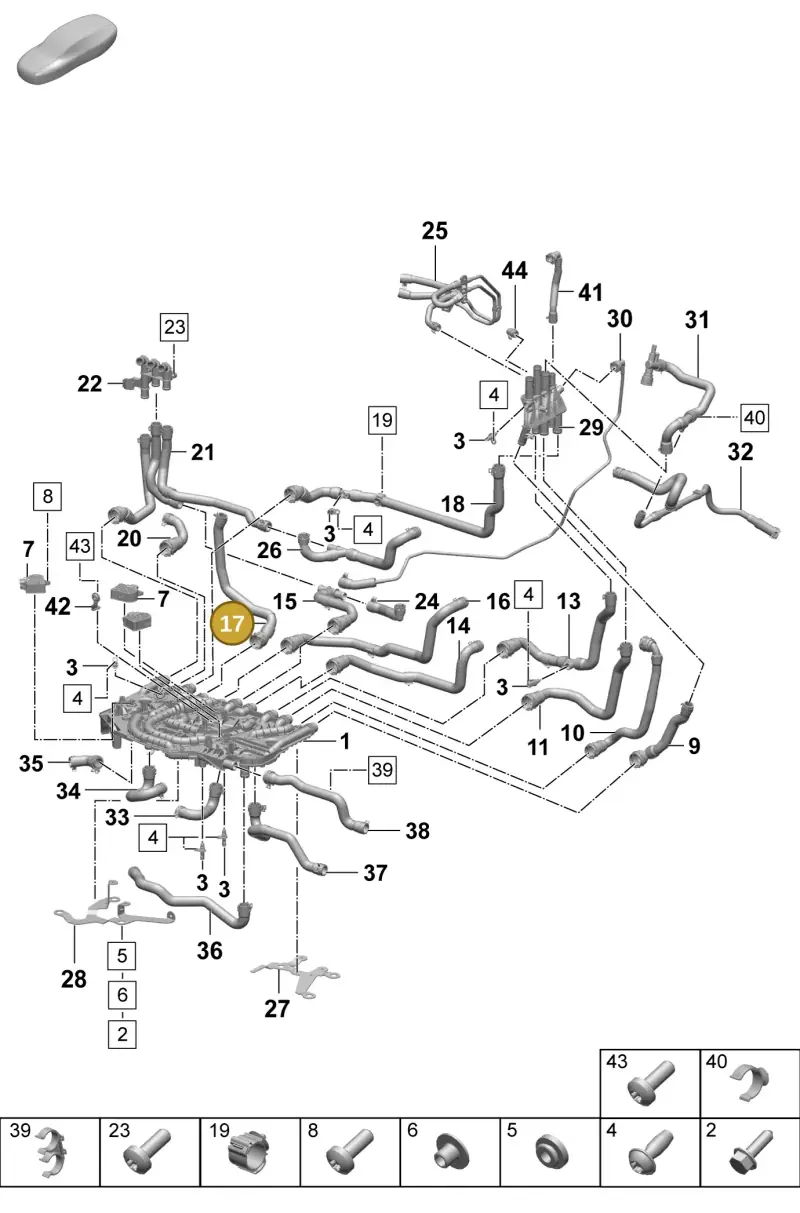 PAD121629A Porsche Coolant Hose with Quick Release Coupling