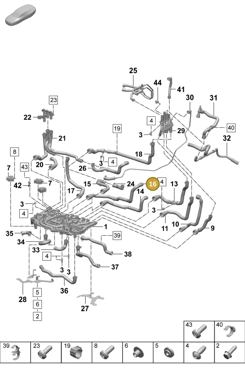 PAD121632 Porsche Coolant Hose with Quick Release Coupling